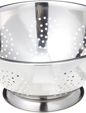 EXCELSTEEL Heavy Duty Stainless Steel Colander 5 Qt | Easy Grip Handles | Self-Draining Base | Mirror Polished | Dishwasher Safe | Pack of 1