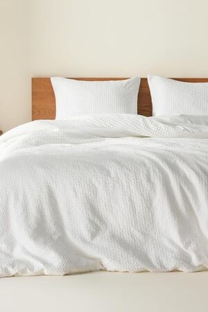 Comfort Spaces White Twin Duvet Cover Set 2 Pieces Dotted Weave Texture Twin/Twin XL