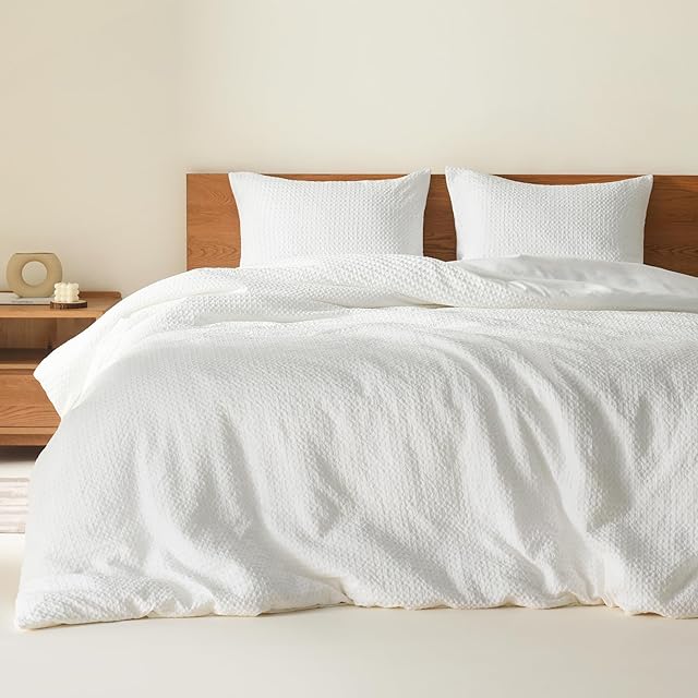 Comfort Spaces White Twin Duvet Cover Set 2 Pieces Dotted Weave Texture Twin/Twin XL