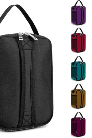 BEIMILY Mini Insulated Lunch Bag for Women Men, Portable Refrigerated Lunch Box,Soft Insulated Tote Cooler Bag for Work Camping Hiking Beach Picnic with Comfort Handle and Removable Hand Strap(Black)