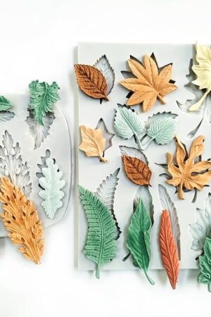2PCS Leaf Silicone Molds, Tree Leaves Shape Cake Fondant Mold, 3D Unique Chocolate Candy Jello Biscuit Dessert Mold, Resin Plaster Polymer Clay Soap Mold, Cake Decorating Tool