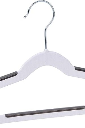 Amazon Basics Plastic Kids Clothes Hangers, Non-Slip 30-Pack, White and Black, 12.8 L x 8 W x 0.2 T inch
