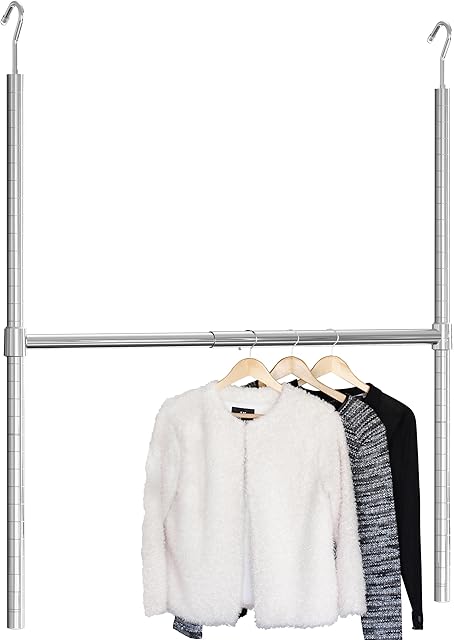 DecoBrothers Adjustable Hanging Closet Rod, Chrome