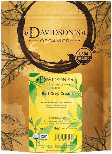 Davidson's Organics, Earl Grey Cream, Loose Leaf Tea, 16-Ounce Bag