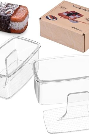 2PCS Clear Musubi Maker Kit, Non-stick Onigiri Press, BPA-Free Sushi Mold for Hawaiian Musubi