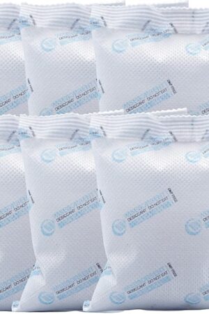6Pcs 100 Gram Silica Gel Packets, White Dessicant Beads Packets for Storage, Pure and Safe Silica Gel Desiccant Packs, Moisture Absorber Silica Gel Beads Packs for Moisture Control