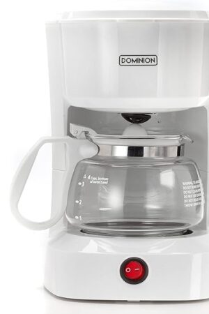 Dominion 4-Cup Coffeemaker Compact Coffee Pot Brewer Machine, Quiet Operation with On / Off LED Indicator Light, Convenient Cord Storage and Auto Pause Feature, Easy Anti-drip Coffeemaker with Coffee