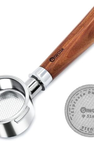 51mm Bottomless Portafilter 2 Ears Espresso Portafilter Compatible with Delonghi ECP3420/EC155/BCO430/EC260 with Puck Screen Stainless Steel Filter Basket and Rosewood Handle