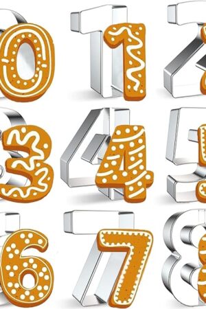 9PCS Number Cookie Cutters Set,Stainless Steel Birthday Numbers 0-8(6 Reverses to 9),3Inches Cookie Fondant Dough Numbers Kitchen Baking,for Birthday wedding family gathering Halloween Christmas Party