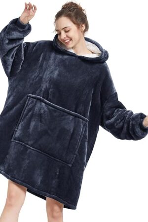 Aemilas Wearable Blanket Hoodie - Warm Sherpa Blanket Sweatshirt as Gifts for Adult Women Mom Men, One Size Fits All