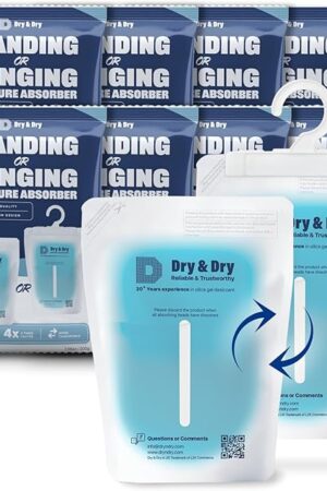 Dry & Dry 8 Packs Hybrid Moisture Absorbers & Musty Odor Eliminator Dehumidifier to Control Excess Moisture for Basements, Closets, Bathrooms, Laundry Rooms. Moisture Absorbers