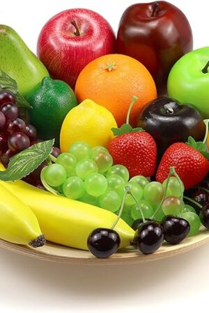 20 Pcs Fake Fruit Pack, Artificial Fruit for Decoration Party, Realistic Fake Fruits Table Centrepieces Decoration Home Kitchen, Lifelike Faux Fruits Apple Bananas