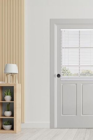 DEZ FURNISHINGS Cordless No Tools 1" Magnet Mini Blinds for Metal Doors, Room Darkening, 25" W x 42" H, White