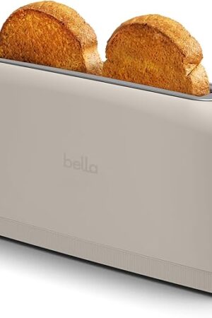 bella 2 Slice Slim Toaster, Fits-anywhere™ Kitchenware, 6 Setting Shade Control with Reheat & Cancel Buttons, Fits sourdough, 10? Long Slot, Anti Jam & Auto Shutoff, 900 Watt, Oatmilk