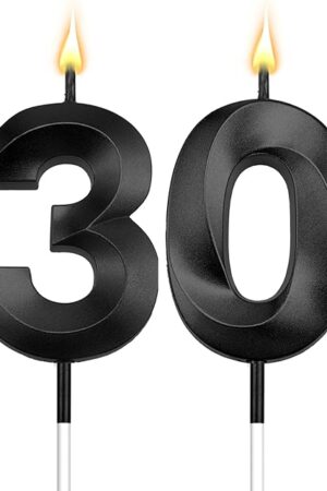 Black Birthday Candles for Cake 30 Candle 30 Birthday Candle 30 Candles for Birthday Cakes 30th Birthday Cake Topper Black Candles Dirty 30 Decorations for Her