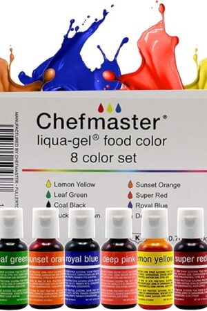 Chefmaster - Liqua-Gel Food Coloring - Fade Resistant Food Coloring - 8 Pack - Vibrant, Eye-Catching Colors, Easy-To-Blend Formula, Fade-Resistant - Made in the USA