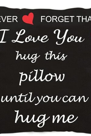 Anrkets Two Sided Printing Lover Pillow Cover I Love You Hug This Pillow Until You Can Hug Me, Valentine's Day Birthday Gifts for Girlfriend Cotton Linen Square Decorative Waist Pillowcase 18"x 18"