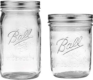 Ball Mason Wide Mouth Jars with Lids and Bands, Set of 4, Two 32oz + Two 16oz Jars (Bundle Pack)