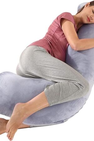 BATTOP Pregnancy Pillows for Sleeping,Pregnancy Must Haves Maternity Body Pillow with Cooling Washable Cover,New Mom Gifts for Women,Support for Back,HIPS,Legs,Belly for Pregnant Women(Dark Grey)