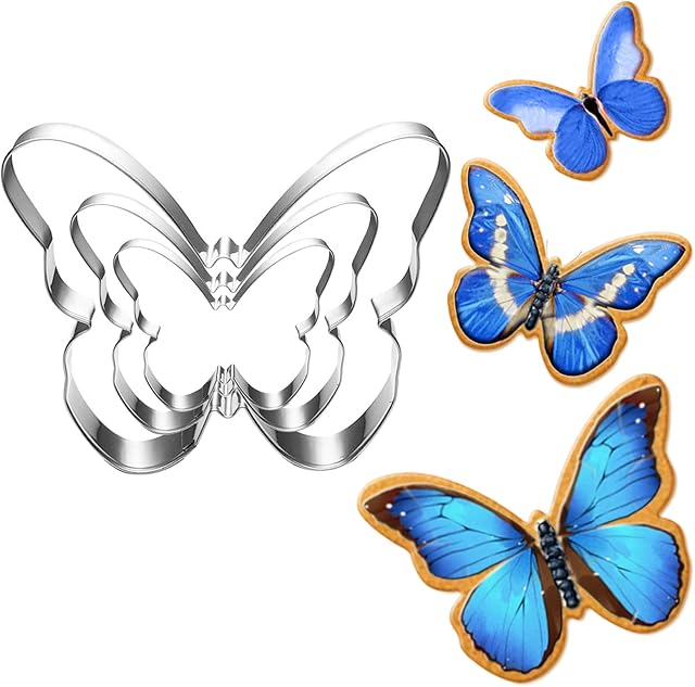 Butterfly Cookie Cutter Set-Size 3.9" 3.1" 2.4"-3 Piece-Butterfly Fondant Biscui Cutters