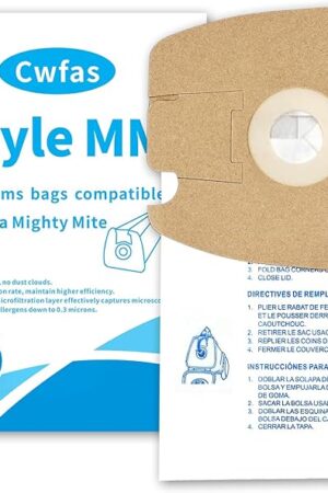 20 Pack Style MM Vacuum Bags, for Eureka Mighty Mite 3670 and 3680 Series Canisters Vacuums, Replaces 60295, 60295A, 60297A Part Vacuum Bags