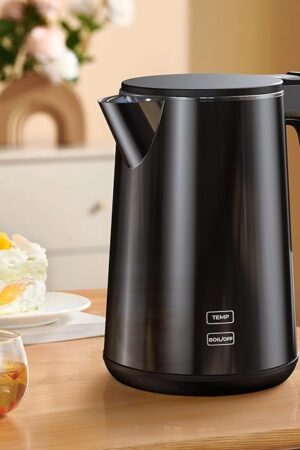 Electric Kettle 1.0L 1200W, 7 Temp Settings, 4H Keep-Warm, Fast-Boil Stainless Steel Electric Tea Kettle, 120V Water Boiler with Auto-Shut Off, Cool Touch PP Exterior for Home Office, Black