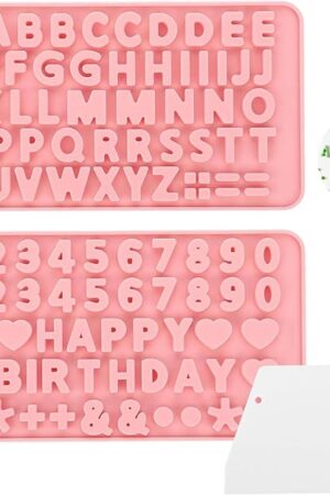 2 pcs Letter Chocolate Molds and Number Silicone Molds,Reusable Alphabet Candy Molds Non-Stick Happy Birthday Cake Decorations Baking Mould for Party