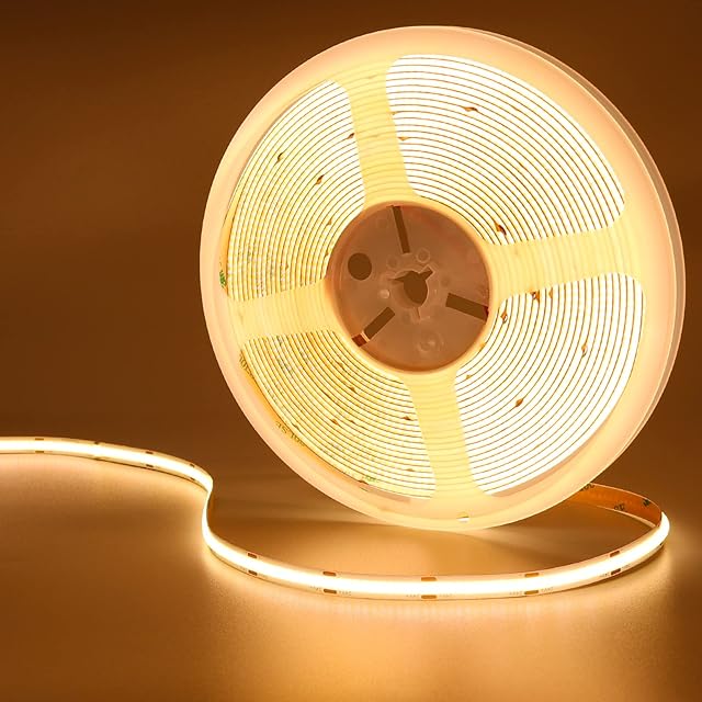 32.8ft(10M) 24V COB LED Strip Light Warm White 3000K 3840LEDs CRI 93+ 6800lm Uniform Glow Dotless IP20 Not Waterproof Flexible LED Tape Lights for DIY Cabinet Bedroom Home Decor(No Power Supply)