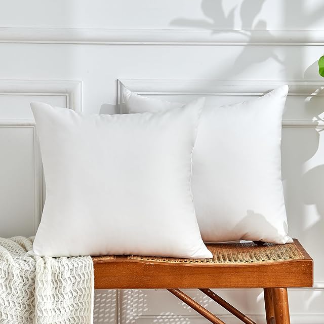 24x24 Pillow Inserts Set of 2, White Throw Pillow Insert 2 Pack, Foam Filled Decorative Pillows Stuffer for Couch, Bed, Living Room.(24x24 Inch)
