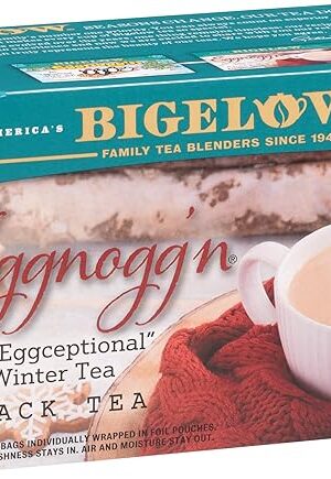Bigelow Tea Eggnogg'n Black Tea, Caffeinated Tea with Eggnog Flavor, Holiday and Christmas Tea, 18 Count Box (Pack of 6), 108 Total Tea Bags