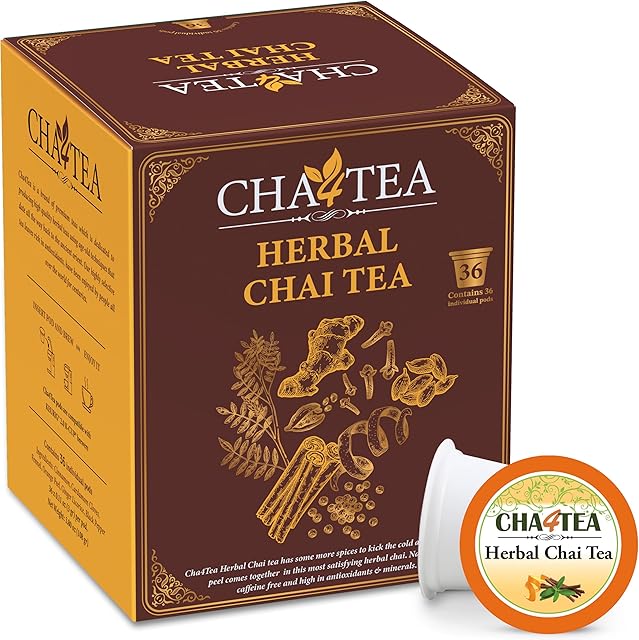 Cha4TEA 36-Count Herbal Chai Tea Pods for Keurig K-Cup Brewers