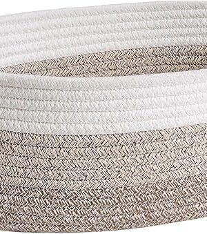 Dog Toy Basket Small Gift Basket for Baby, Woven Storage Baskets for Dog Cat, Nursery Storage Baskets for Diapers, Towels, 12"x 8" x 5" Mixed-Brown
