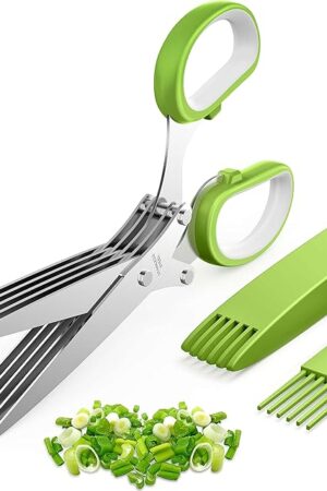 2025 Upgraded Herb Scissors, Effortless Herb Shears Cutter Tool with Sharp Stainless Steel Blades for Fresh Herbs, Must-Have Kitchen & Cooking Gadget, Green