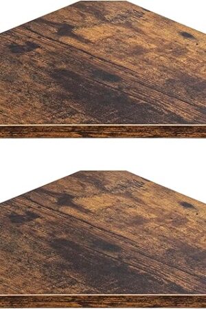 Corner Shelf Wall Mount Floating Corner Shelves Set of 2 Rustic Wood Wall Storage Display Shelves Rustic Brown