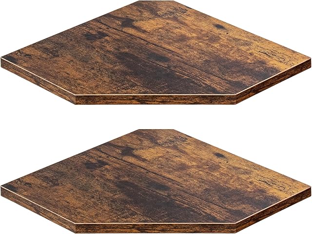 Corner Shelf Wall Mount Floating Corner Shelves Set of 2 Rustic Wood Wall Storage Display Shelves Rustic Brown