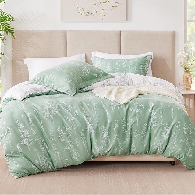 Love's cabin Reversible Comforter Set Bedding Sets Botanical Flowers
