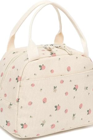 BTOOP Lunch Box for Women Kids Girls Insulated Lunch Bag Cute Corduroy Lunchbox Adults Small Lunch Tote Bags Reusable Cooler for Work Office School Picnic Travel