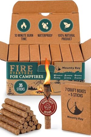 35 pcs Fire Starters for Campfires - Natural Fire Starters Sticks - Water Resistant & Odorless - All-Weather Charcoal Starter - for Indoor and Outdoor Use