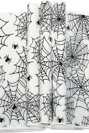 150 Pcs Halloween Wax Paper Sheet for Food Parchment Deli Paper Waterproof Oil Proof Sandwich Wrapping Tissue Food Basket Liners for Kitchen Supply(Black Spider)