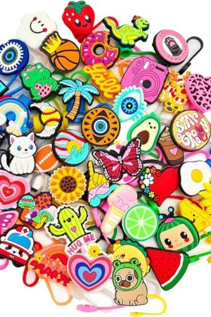 20Pcs Random Different Straw Cover Toppers for Stanley 40oz Cute Tumbler Straw Cap Reusable Straw Tips for 0.4inch Straws Stanley Cup Accessories, fit 0.35-0.4inch（10mm）Straws