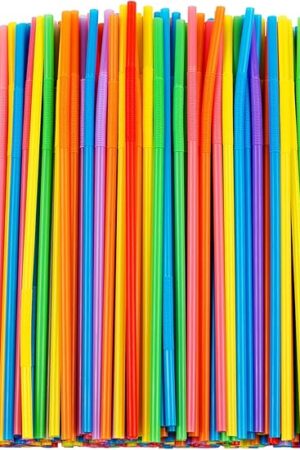 300 Pcs Colorful Flexible Plastic Straws, BPA-Free Disposable Bendy Straws, 10.2" Long and 0.23'' Diameter