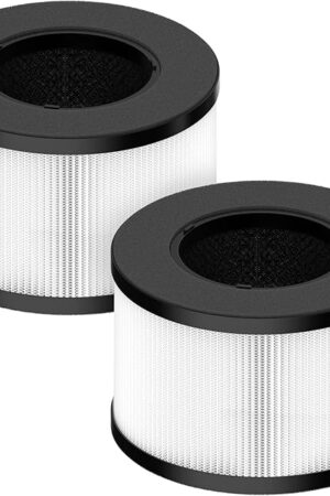 BS-03 HEPA Replacement Filter Compatible with PARTU and Slevoo BS-03 HEPA Air Purifier with 3-in-1 Filtration System, 2 Pack