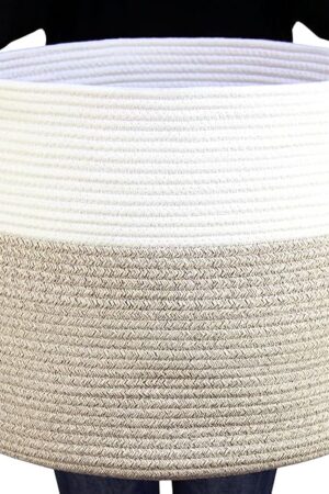 Casaphoria Large Cotton Rope Storage Baskets with Handles for Organizing,Round Woven Baskets for Blanket Pillows,Tall Woven Cotton Rope Laundry Hampe for Bedroom Bathroom LivingRoom