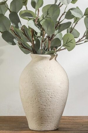 Ceramic Flower Vase Home Decor - Large Farmhouse Table Vases Rustic Vintage Living Room Kitchen Bedroom Decorations for House Book Shelf Office Coffee Desk Dining Fireplace (9" Rustic)