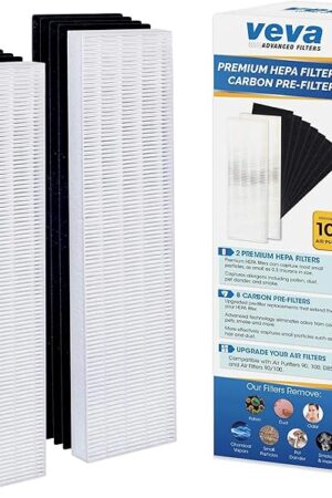 VEVA Premium 2 HEPA Filter with 8 Activated Carbon Pre Filters Compatible with Fellowes AeraMax Air Purifier 90, 100, 90/100, DX5 & DB5 9287001 9324001