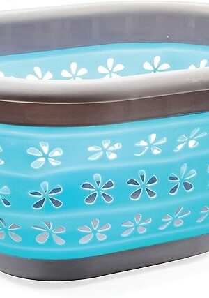 Camco Collapsible Utility Basket Pop Up Storage Container - Waterproof Design Easily Fits Into Compact Spaces, Great for Traveling, RVs, Trailers Camping, Dorms, Small Spaces and More (51902)