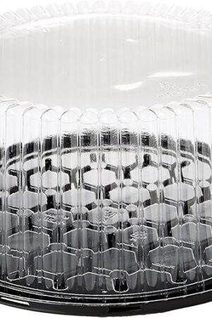 A1 Bakery Supplies 10-11inch Cake Double Layer Clear Cake Container Dome and Base Carry & Display Storage Box (4 Pack)