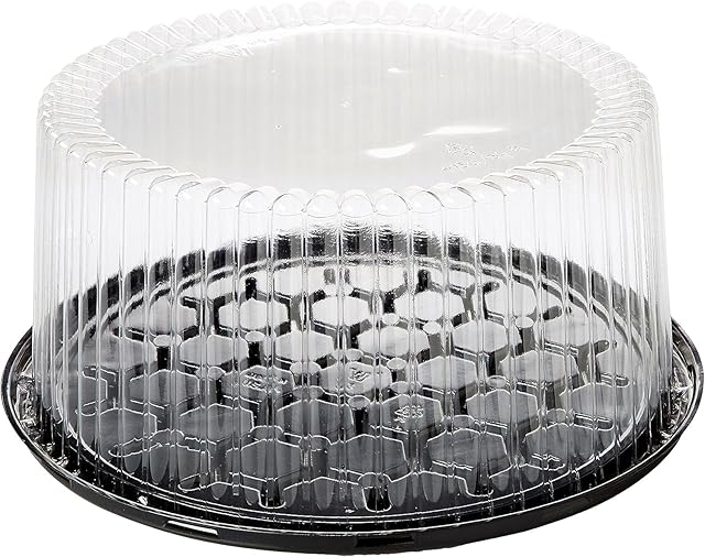 A1 Bakery Supplies 10-11inch Cake Double Layer Clear Cake Container Dome and Base Carry & Display Storage Box (4 Pack)