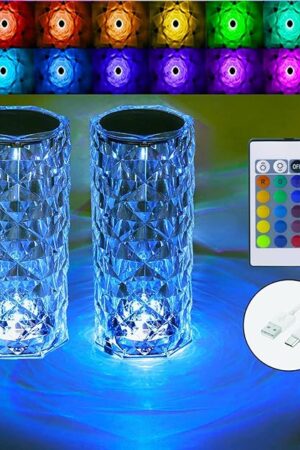 Crystal Table Lamp RGB Rose Diamond 2PACK