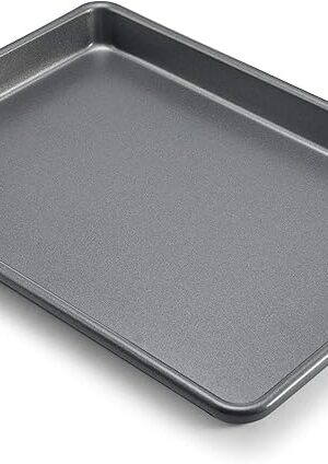 Chicago Metallic Commercial II Non-Stick Small Cookie/Baking Sheet. Perfect for making jelly rolls, cookies, pastries, one-pan meals, and more,12.25 by 8.75, Gray